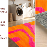 Ultra Soft Area Rug, Non Slip, Stain Resistant, Washable Area Rugs for Living Room, Bedroom, Lively Curvilinear Retro Pattern(Orange)