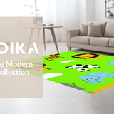 Ultra Soft Area Rug, Non Slip, Stain Resistant, Washable Area Rugs for Living Room, Bedroom, Charming Animal Themed Tapestry(Green)