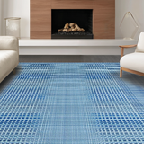 Ultra Soft Area Rug, Non Slip, Stain Resistant, Washable Area Rugs for Living Room, Bedroom, Sophisticated Subtle Braided Detail(Blue)