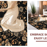 Ultra Soft Area Rug, Non Slip, Stain Resistant, Washable Area Rugs for Living Room, Bedroom, Vibrant Coastal Botanical Design(Black)