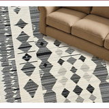 Ultra Soft Area Rug, Non Slip, Stain Resistant, Washable Area Rugs for Living Room, Bedroom, Elegant Geometric Monochrome Design(Black)