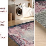 Ultra Soft Area Rug, Non Slip, Stain Resistant, Washable Area Rugs for Living Room, Bedroom, Coquette Ribbon Knot Pattern Rug with Whimsical Bow Motif and Curved Detailing(Pink)
