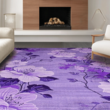 Ultra Soft Area Rug, Non Slip, Stain Resistant, Washable Area Rugs for Living Room, Bedroom, Soft Pastel Flower Aesthetic(Purple)
