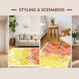 Ultra Soft Area Rug, Non Slip, Stain Resistant, Washable Area Rugs for Living Room, Bedroom, Eclectic Fluid Shape Decor Accent(Yellow)