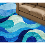 Ultra Soft Area Rug, Non Slip, Stain Resistant, Washable Area Rugs for Living Room, Bedroom, Abstract Wave Design(Blue)
