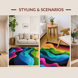 Ultra Soft Area Rug, Non Slip, Stain Resistant, Washable Area Rugs for Living Room, Bedroom, Dynamic Colorful Geometric Aesthetic(Yellow)