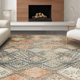 Ultra Soft Area Rug, Non Slip, Stain Resistant, Washable Area Rugs for Living Room, Bedroom, Rustic Diamond Patterned Charm(Orange)