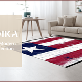Ultra Soft Area Rug, Non Slip, Stain Resistant, Washable Area Rugs for Living Room, Bedroom, Bold Aged Flag Aesthetic(Red)