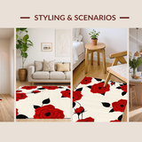 Ultra Soft Area Rug, Non Slip, Stain Resistant, Washable Area Rugs for Living Room, Bedroom, Charming Transitional Rose Aesthetic(Red)