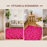 Ultra Soft Area Rug, Non Slip, Stain Resistant, Washable Area Rugs for Living Room, Bedroom, Fun Cheerful Cheetah Tailored Decor(Pink)