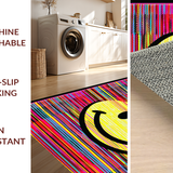 Ultra Soft Area Rug, Non Slip, Stain Resistant, Washable Area Rugs for Living Room, Bedroom, Groovy Contemporary Linear Design(Yellow)