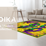 Ultra Soft Area Rug, Non Slip, Stain Resistant, Washable Area Rugs for Living Room, Bedroom, Contemporary Mardi Gras Flair(Yellow)