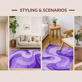 Ultra Soft Area Rug, Non Slip, Stain Resistant, Washable Area Rugs for Living Room, Bedroom, Stylish Cozy Gradient Motif(Purple)