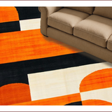 Ultra Soft Area Rug, Non Slip, Stain Resistant, Washable Area Rugs for Living Room, Bedroom, Vibrant Retro Abstract Geometry(Orange)