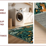 Ultra Soft Area Rug, Non Slip, Stain Resistant, Washable Area Rugs for Living Room, Bedroom, Modern Washable Botanical Playroom Area Rug(Green)