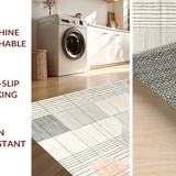 Ultra Soft Area Rug, Non Slip, Stain Resistant, Washable Area Rugs for Living Room, Bedroom, Sleek Modern Curved Texture(Gray)