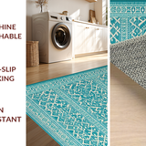 Ultra Soft Area Rug, Non Slip, Stain Resistant, Washable Area Rugs for Living Room, Bedroom, Rustic Trellis Inspired Design(Blue)