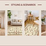 Ultra Soft Area Rug, Non Slip, Stain Resistant, Washable Area Rugs for Living Room, Bedroom, Chic Floral Vintage Charm(Beige)