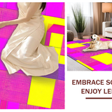 Ultra Soft Area Rug, Non Slip, Stain Resistant, Washable Area Rugs for Living Room, Bedroom, Nostalgic Hip Hop Aesthetic Pattern(Yellow)