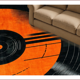 Ultra Soft Area Rug, Non Slip, Stain Resistant, Washable Area Rugs for Living Room, Bedroom, Eclectic Retro Music Motif(Orange)