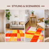 Ultra Soft Area Rug, Non Slip, Stain Resistant, Washable Area Rugs for Living Room, Bedroom, Whimsical Soft Line Art Composition(Orange)