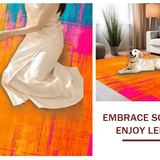 Ultra Soft Area Rug, Non Slip, Stain Resistant, Washable Area Rugs for Living Room, Bedroom, Stylish Abstract Color Burst Theme(Orange)