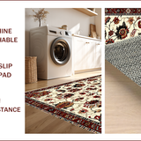 Ultra Soft Area Rug, Non Slip, Stain Resistant, Washable Area Rugs for Living Room, Bedroom, Traditional Floral Motif(Beige)