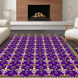 Ultra Soft Area Rug, Non Slip, Stain Resistant, Washable Area Rugs for Living Room, Bedroom, Vibrant Fleur-De-Lis Carnival Motif(Purple)