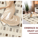 Ultra Soft Area Rug, Non Slip, Stain Resistant, Washable Area Rugs for Living Room, Bedroom, Geometric Cream Wave Motif(Beige)