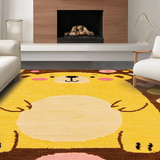 Ultra Soft Area Rug, Non Slip, Stain Resistant, Washable Area Rugs for Living Room, Bedroom, Cozy Teddy Bear Lettering Pattern(Yellow)