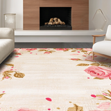 Ultra Soft Area Rug, Non Slip, Stain Resistant, Washable Area Rugs for Living Room, Bedroom, Charming Plush Floral Elegance(Beige)