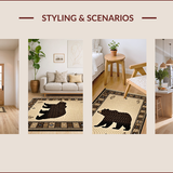Ultra Soft Area Rug, Non Slip, Stain Resistant, Washable Area Rugs for Living Room, Bedroom, Cozy Cabin Bear Illustration(Beige)