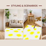 Ultra Soft Area Rug, Non Slip, Stain Resistant, Washable Area Rugs for Living Room, Bedroom, Playful Gray Yellow Whimsy(Yellow)