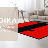 Ultra Soft Area Rug, Non Slip, Stain Resistant, Washable Area Rugs for Living Room, Bedroom, Geometric Red and Black Contrast(Red)