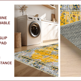 Ultra Soft Area Rug, Non Slip, Stain Resistant, Washable Area Rugs for Living Room, Bedroom, Rustic Earth Toned Geometric Motif(Yellow)