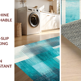 Ultra Soft Area Rug, Non Slip, Stain Resistant, Washable Area Rugs for Living Room, Bedroom, Modern Round Area Rug with Striking Teal Ombre and Geometric Elements(Blue)