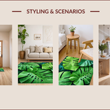 Ultra Soft Area Rug, Non Slip, Stain Resistant, Washable Area Rugs for Living Room, Bedroom, Fun Green Leaf Bathtub Rug for Tropical Decor(Green)