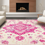 Ultra Soft Area Rug, Non Slip, Stain Resistant, Washable Area Rugs for Living Room, Bedroom, Neutral Toned Rustic Pattern(White)