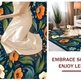 Ultra Soft Area Rug, Non Slip, Stain Resistant, Washable Area Rugs for Living Room, Bedroom, Chic Floral Fusion Elements(Blue)