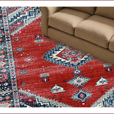 Ultra Soft Area Rug, Non Slip, Stain Resistant, Washable Area Rugs for Living Room, Bedroom, Rustic Crimson Medallion Elegance(Red)