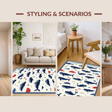 Ultra Soft Area Rug, Non Slip, Stain Resistant, Washable Area Rugs for Living Room, Bedroom, Artistic Underwater Scene Rug(White)
