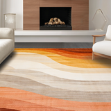 Ultra Soft Area Rug, Non Slip, Stain Resistant, Washable Area Rugs for Living Room, Bedroom, Rustic Textured Rainbow Motif(Beige)