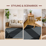 Ultra Soft Area Rug, Non Slip, Stain Resistant, Washable Area Rugs for Living Room, Bedroom, Trendy Geometric Vintage Flair(Gray)