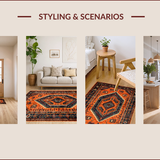 Ultra Soft Area Rug, Non Slip, Stain Resistant, Washable Area Rugs for Living Room, Bedroom, Vibrant Floral Boho Aesthetic(Orange)
