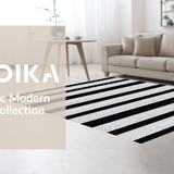 Ultra Soft Area Rug, Non Slip, Stain Resistant, Washable Area Rugs for Living Room, Bedroom, Chic Striped Rustic Charm(Black)