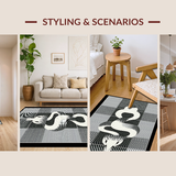 Ultra Soft Area Rug, Non Slip, Stain Resistant, Washable Area Rugs for Living Room, Bedroom, Dramatic Gothic Snake Pattern Design(White)