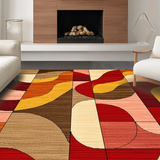 Ultra Soft Area Rug, Non Slip, Stain Resistant, Washable Area Rugs for Living Room, Bedroom, Eye-Catching Groovy Linear Elements(Brown)