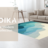 Ultra Soft Area Rug, Non Slip, Stain Resistant, Washable Area Rugs for Living Room, Bedroom, Soft Coastal Decorative Rug with Abstract Seahorse Silhouettes and Ocean Ripples(Blue)