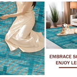 Ultra Soft Area Rug, Non Slip, Stain Resistant, Washable Area Rugs for Living Room, Bedroom, Teal Abstract Area Rug, Non-Slip(Blue)
