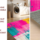 Ultra Soft Area Rug, Non Slip, Stain Resistant, Washable Area Rugs for Living Room, Bedroom, Chic Minimalist Textured Waves(Pink)